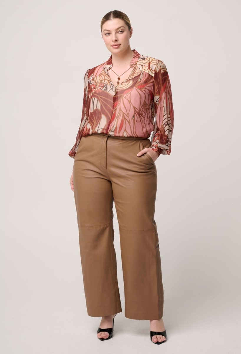 Freya Sheer Viscose Blouse with Embellished Neck Detail in Cathedral Botanic Blouse Once Was