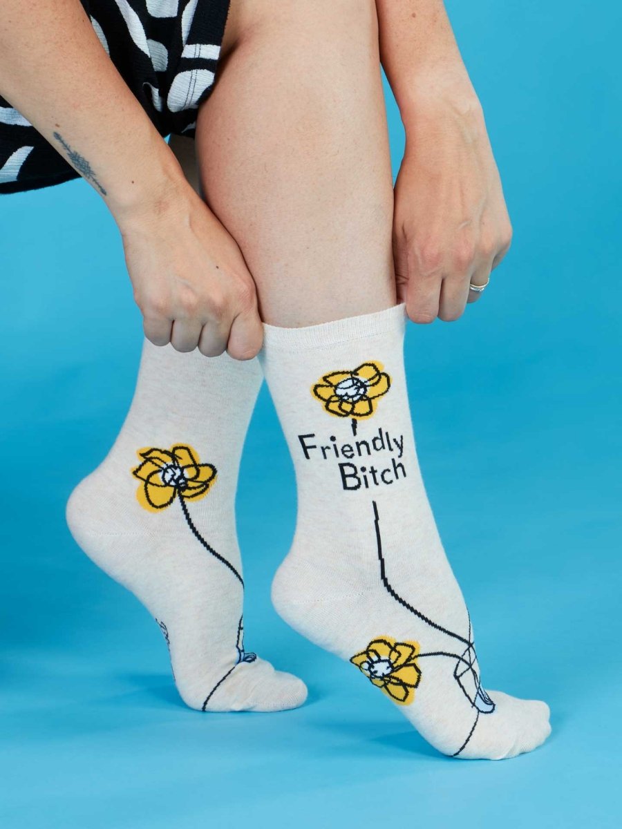 Friendly Bitch Crew Socks Socks Blue Q