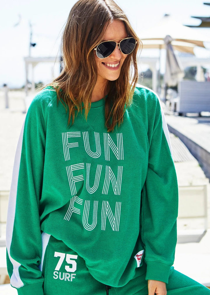 FUN TOWELLING LONGER SWEAT - GREEN Windcheater hammill & Co