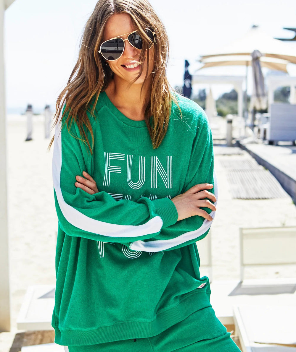 FUN TOWELLING LONGER SWEAT - GREEN Windcheater hammill & Co