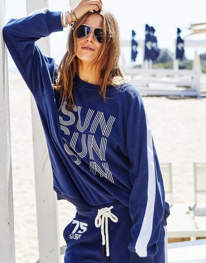 FUN TOWELLING LONGER SWEAT -NAVY Windcheater hammill & Co