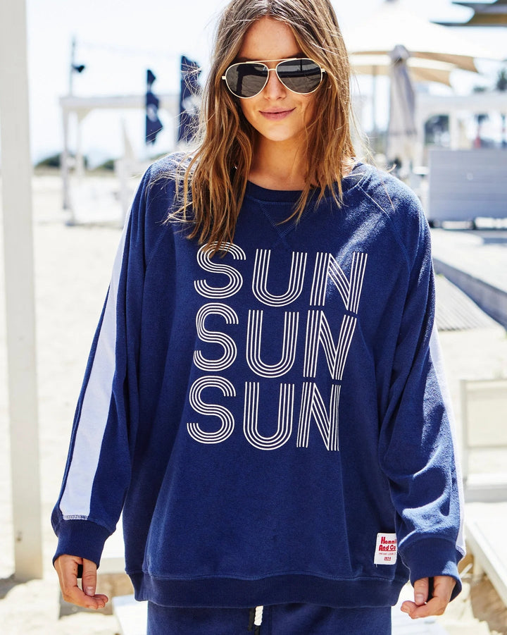 FUN TOWELLING LONGER SWEAT -NAVY Windcheater hammill & Co