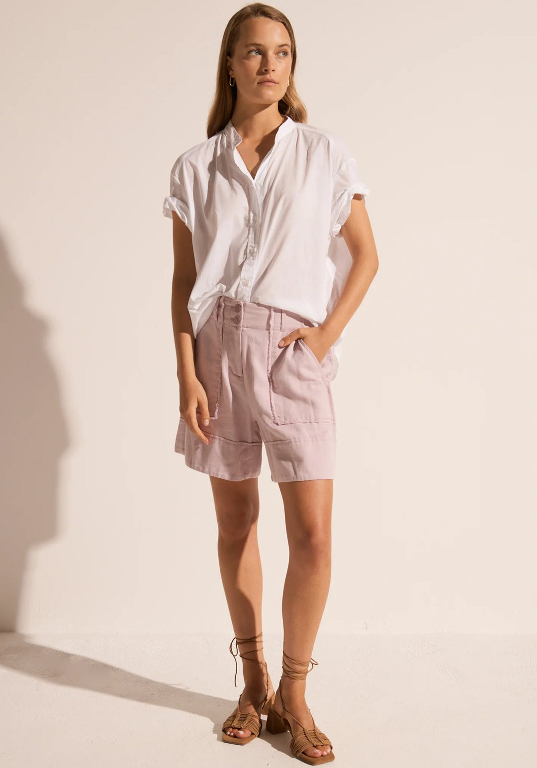 Gabi Roll Sleeve Shirt White Tops POL
