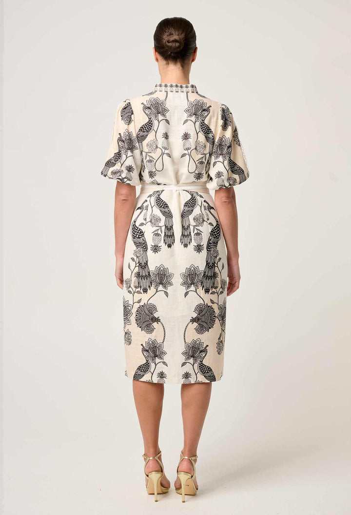 Gaia Lace Spliced Linen Viscose Dress in Imperial Stone dress Once Was