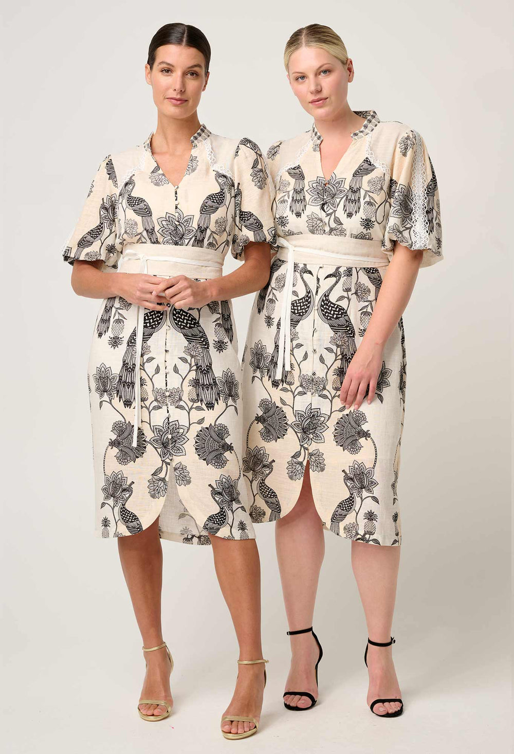 Gaia Lace Spliced Linen Viscose Dress in Imperial Stone dress Once Was