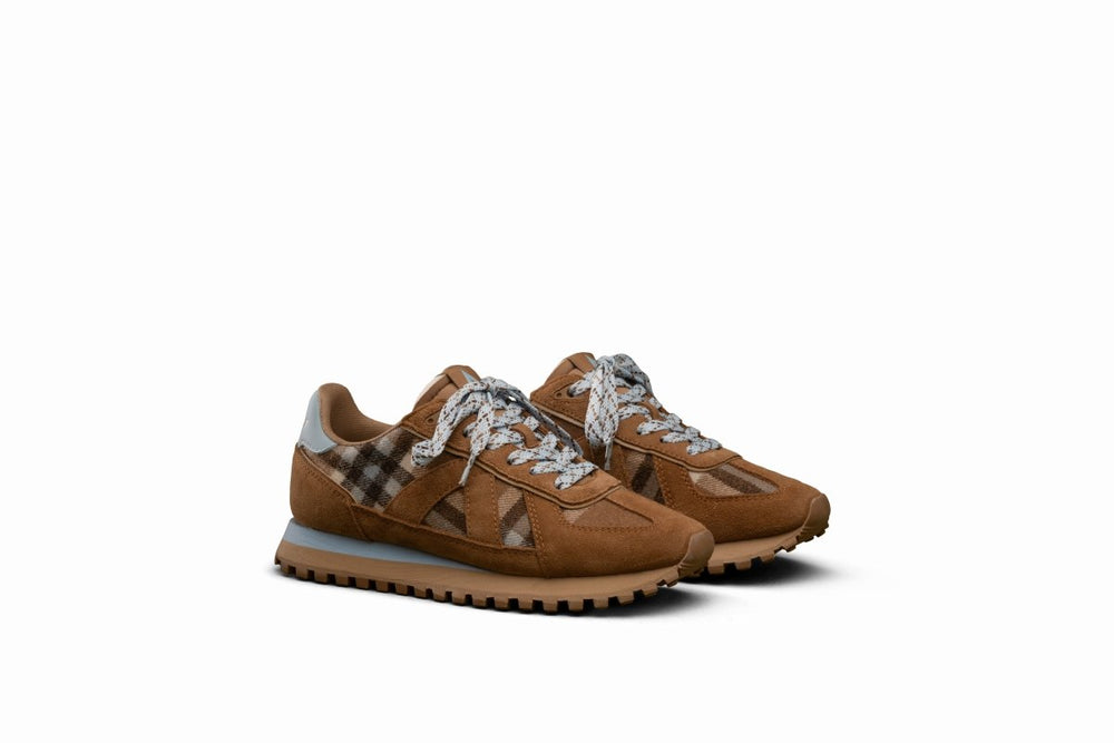 Gate Sneakers - Tan/Chocolate/Blue Plaid Shoe ASFVLT