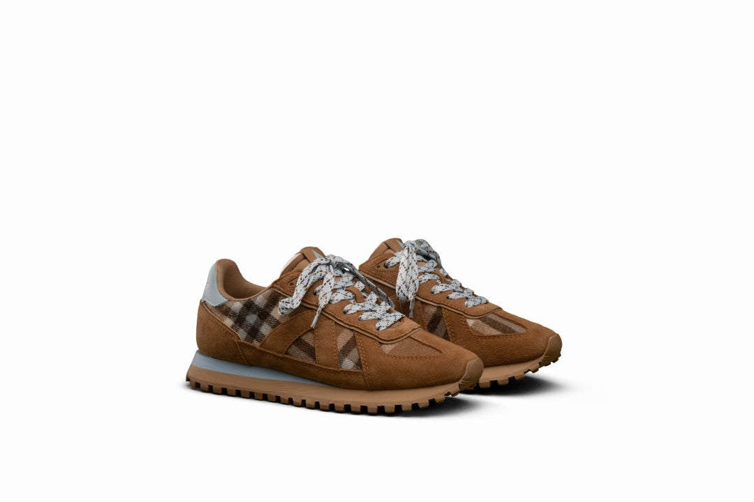 Gate Sneakers - Tan/Chocolate/Blue Plaid - Stanleyandstone
