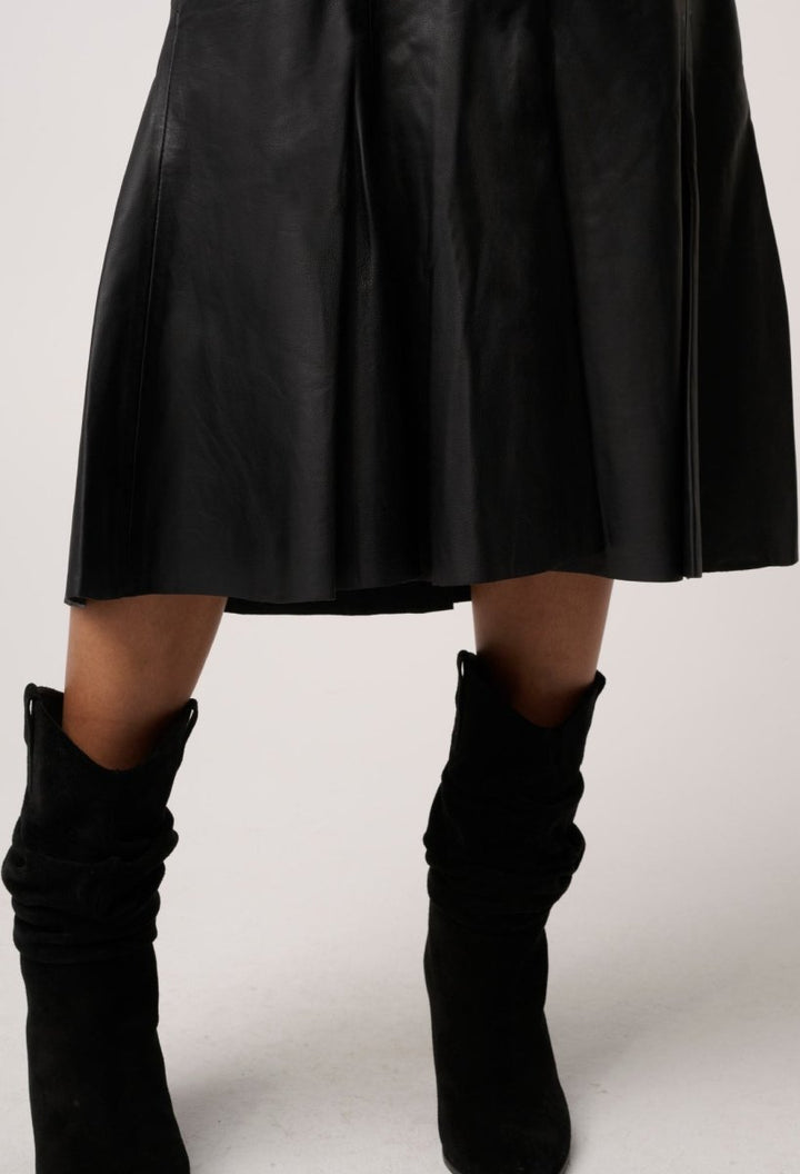 Gayle Genuine Leather Panelled Skirt in Black skirt Once Was