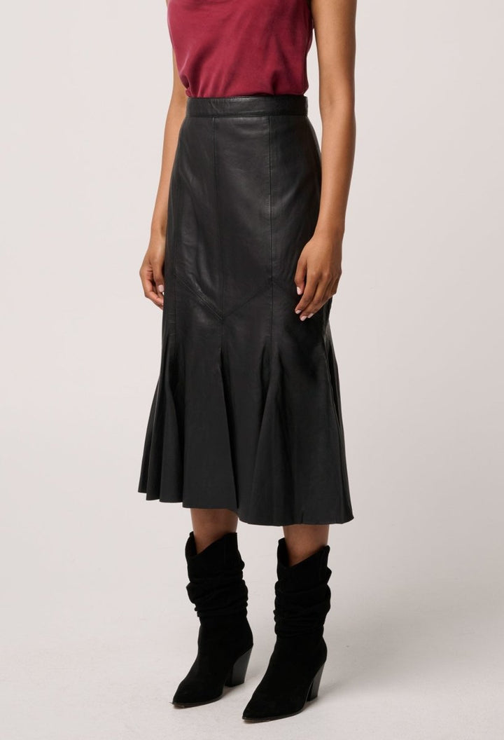 Gayle Genuine Leather Panelled Skirt in Black skirt Once Was