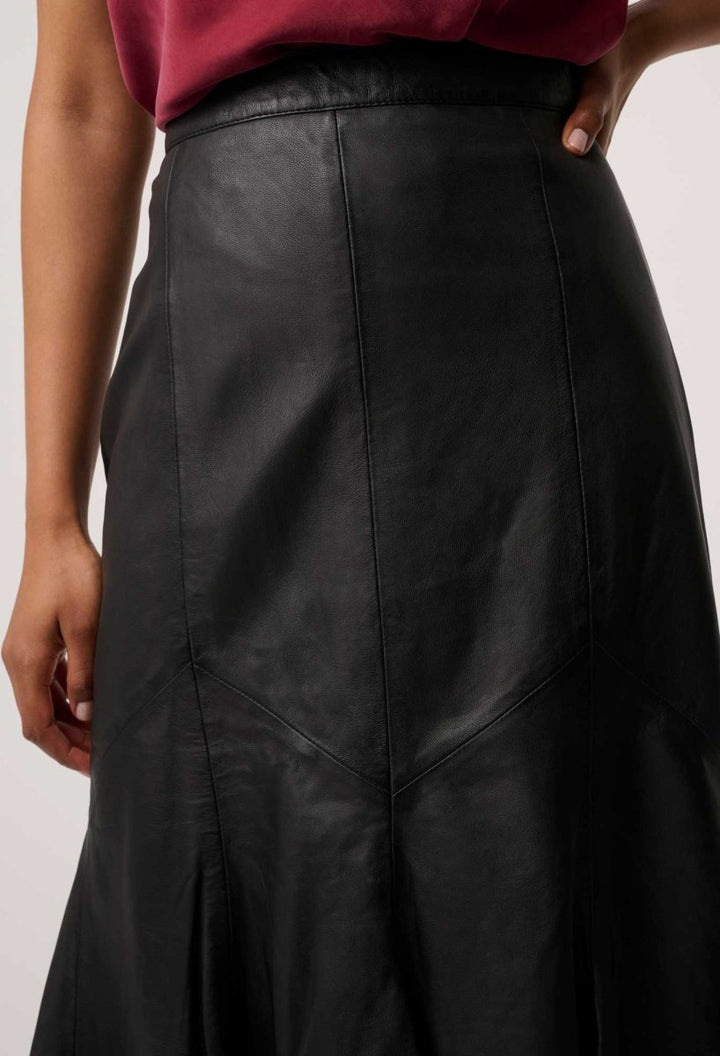 Gayle Genuine Leather Panelled Skirt in Black skirt Once Was