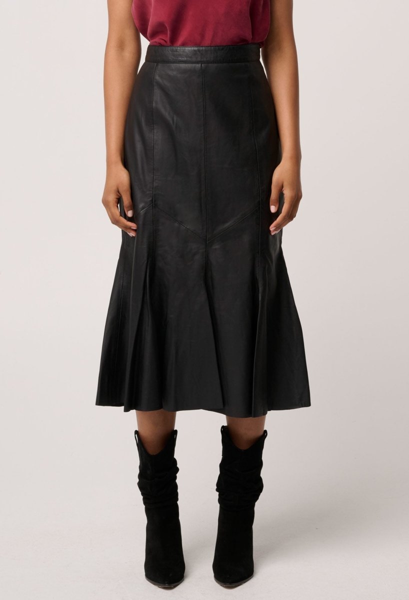 Gayle Genuine Leather Panelled Skirt in Black skirt Once Was