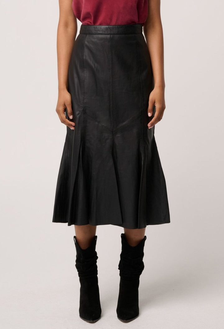 Gayle Genuine Leather Panelled Skirt in Black skirt Once Was