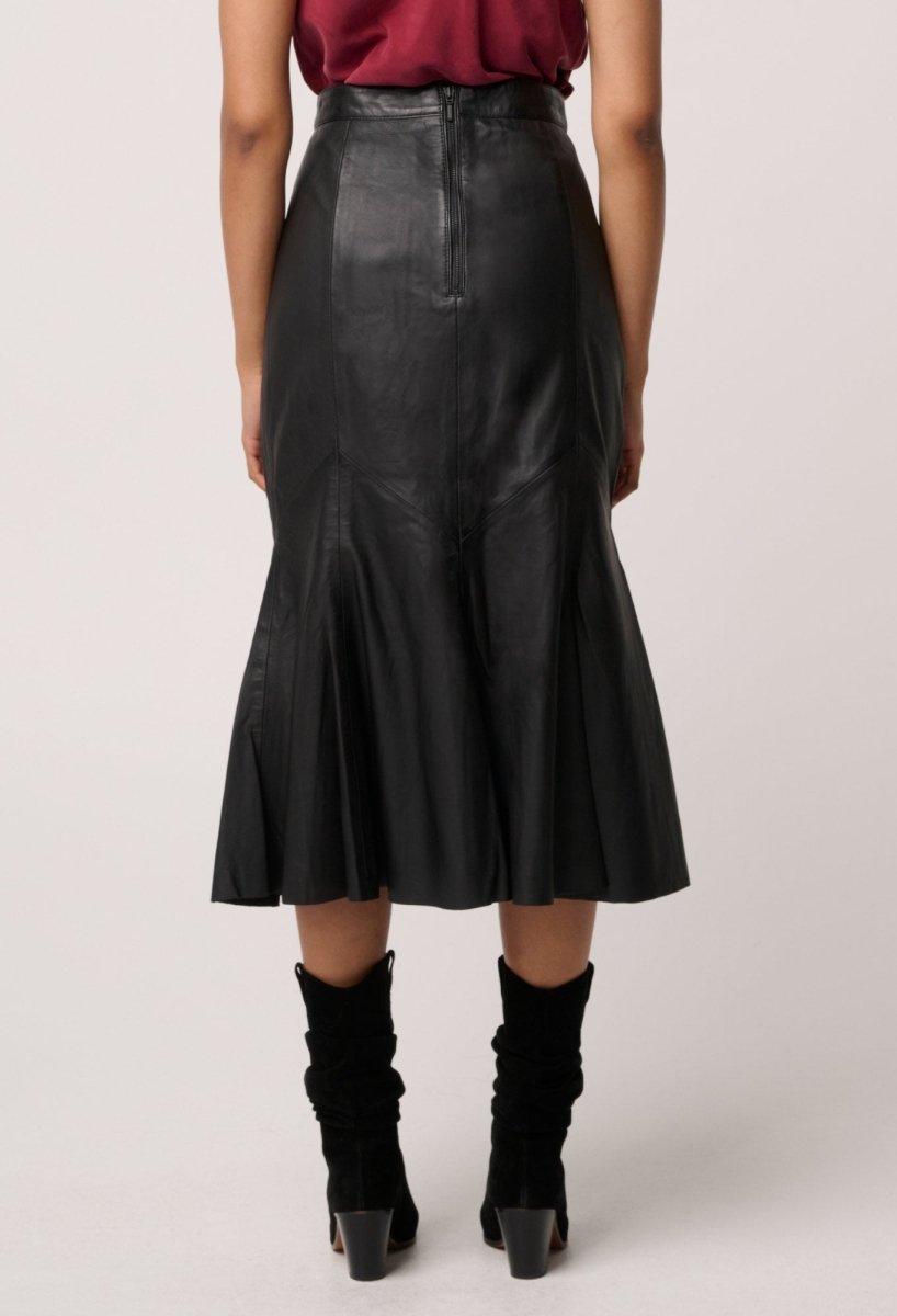 Gayle Genuine Leather Panelled Skirt in Black skirt Once Was