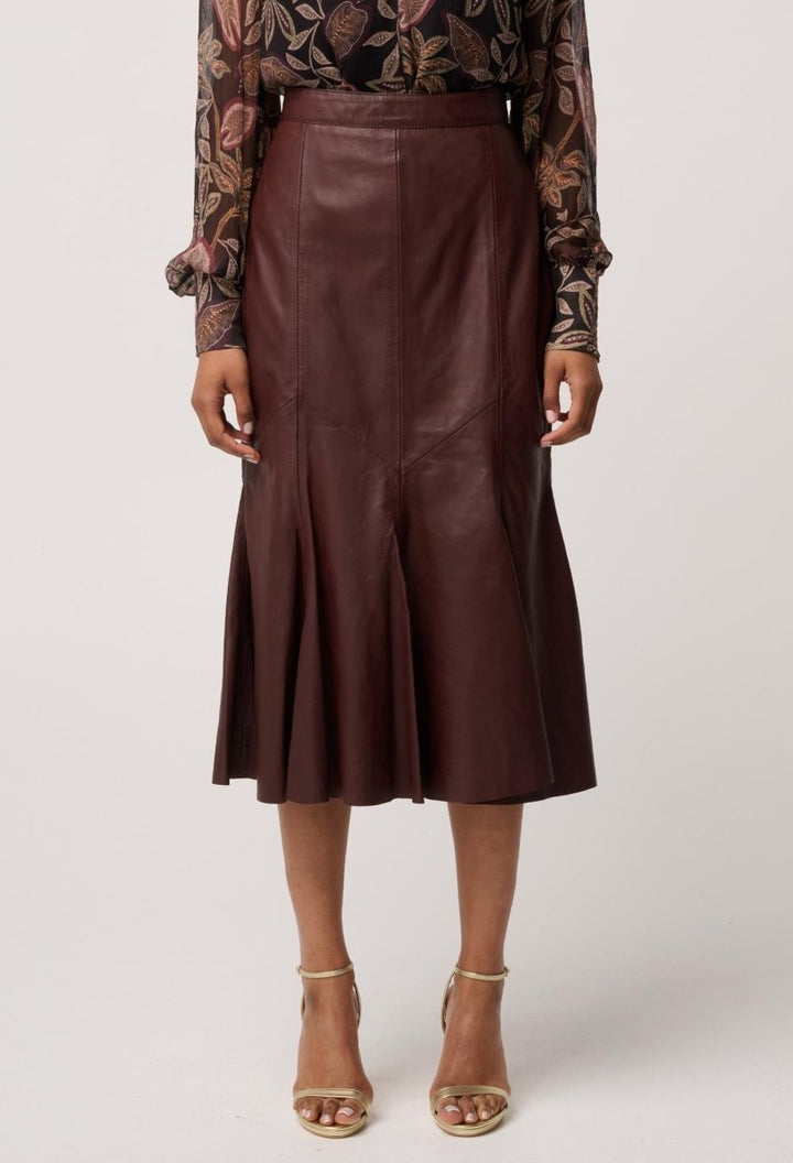 Gayle Genuine Leather Panelled Skirt in Oxblood skirt Once Was