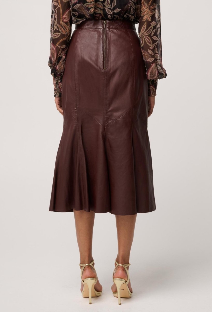 Gayle Genuine Leather Panelled Skirt in Oxblood skirt Once Was