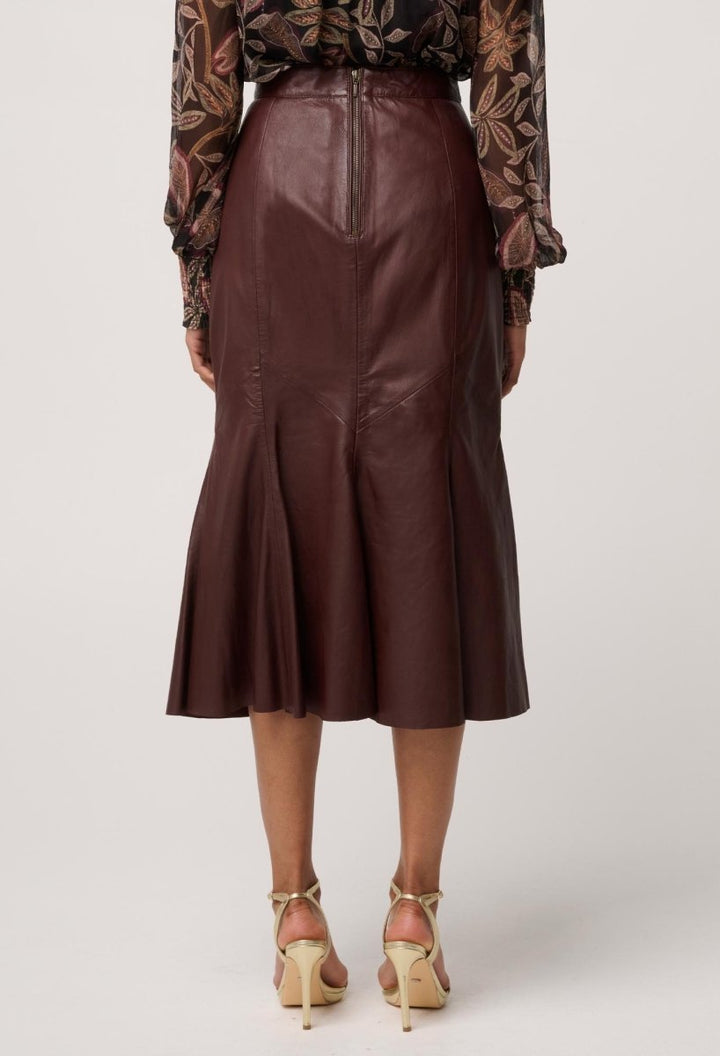 Gayle Genuine Leather Panelled Skirt in Oxblood skirt Once Was
