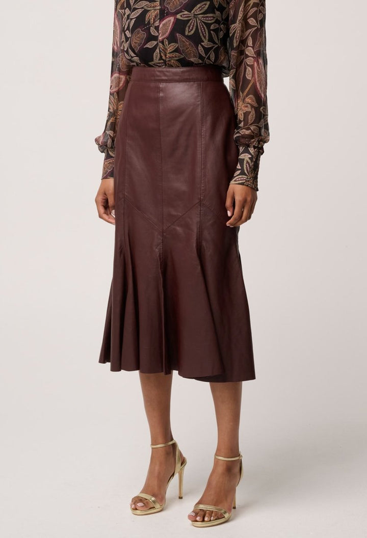 Gayle Genuine Leather Panelled Skirt in Oxblood skirt Once Was