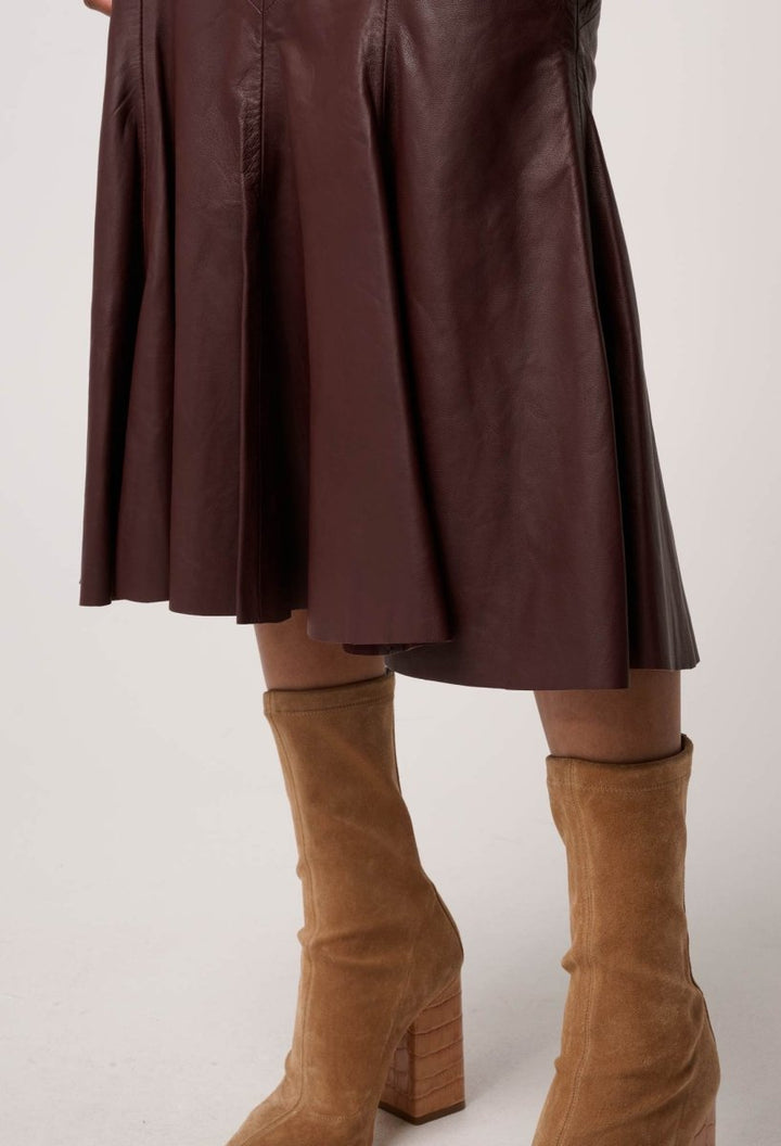 Gayle Genuine Leather Panelled Skirt in Oxblood skirt Once Was