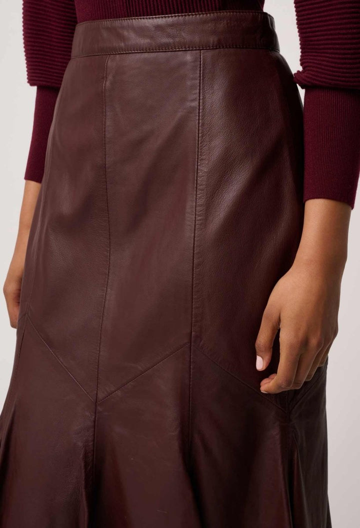 Gayle Genuine Leather Panelled Skirt in Oxblood skirt Once Was