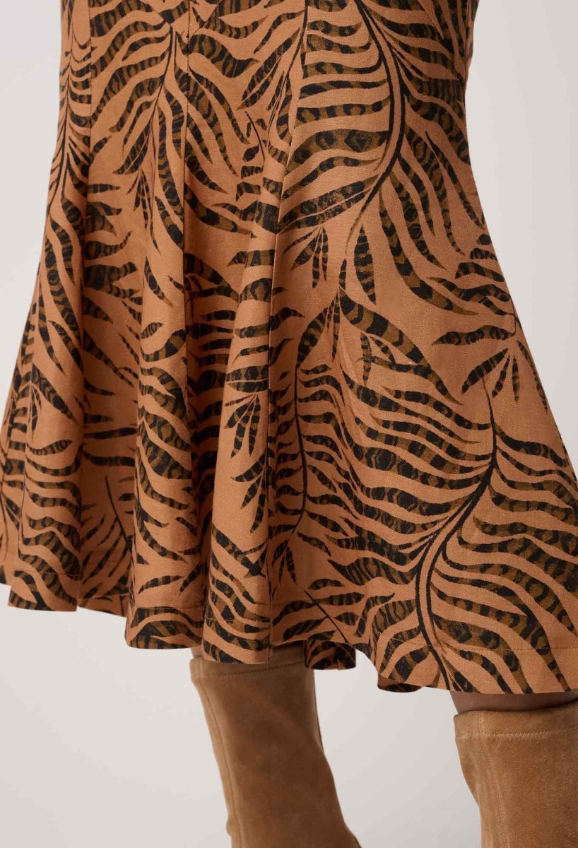 Gayle Linen Viscose Panelled Print Skirt in Exotica OnceWas