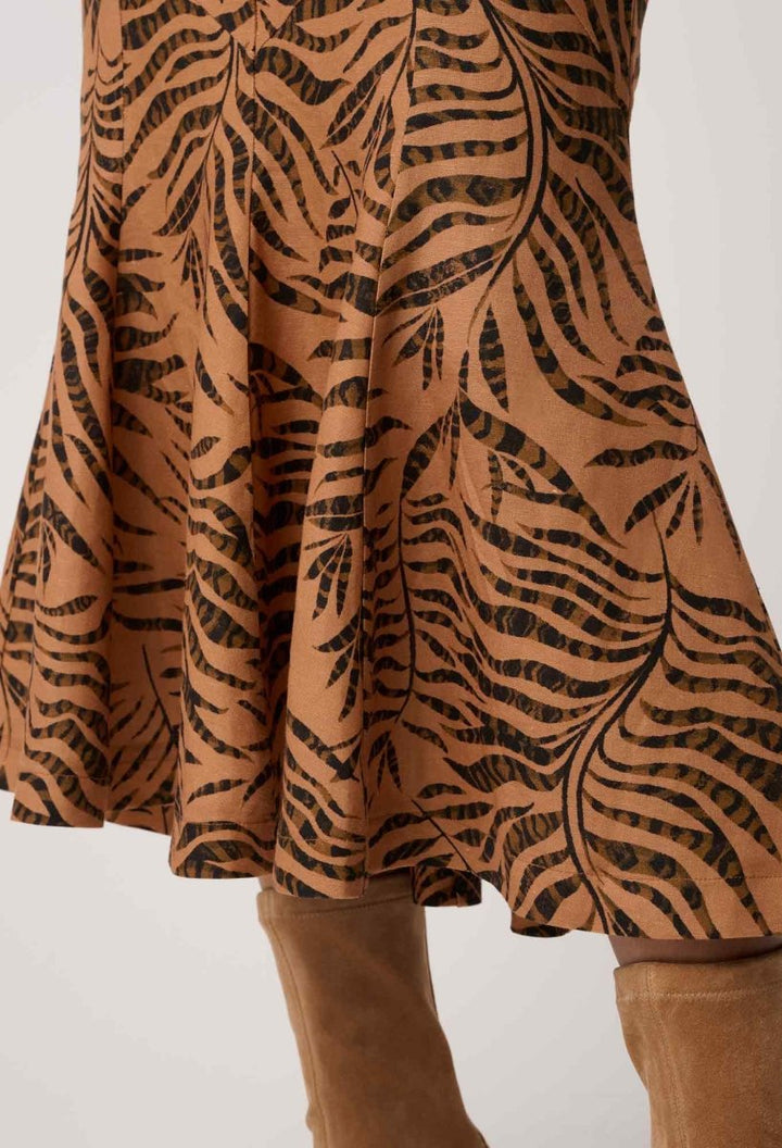Gayle Linen Viscose Panelled Print Skirt in Exotica OnceWas