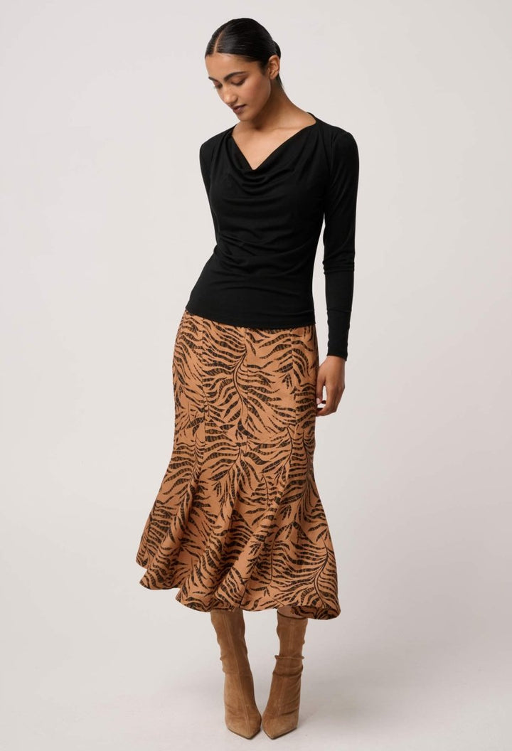 Gayle Linen Viscose Panelled Print Skirt in Exotica OnceWas