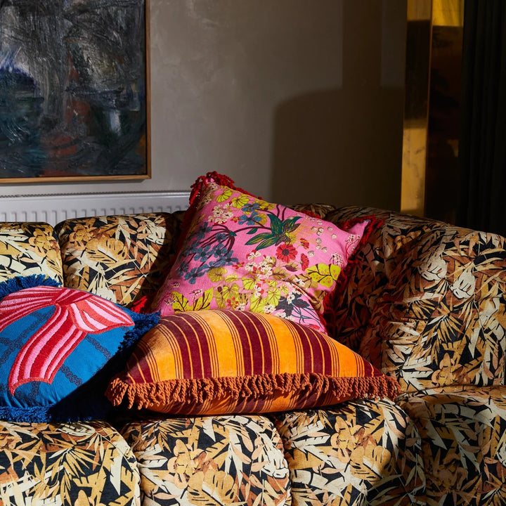 Genevieve Square Fringe Cushion Feather Insert cushion Sage & Clare