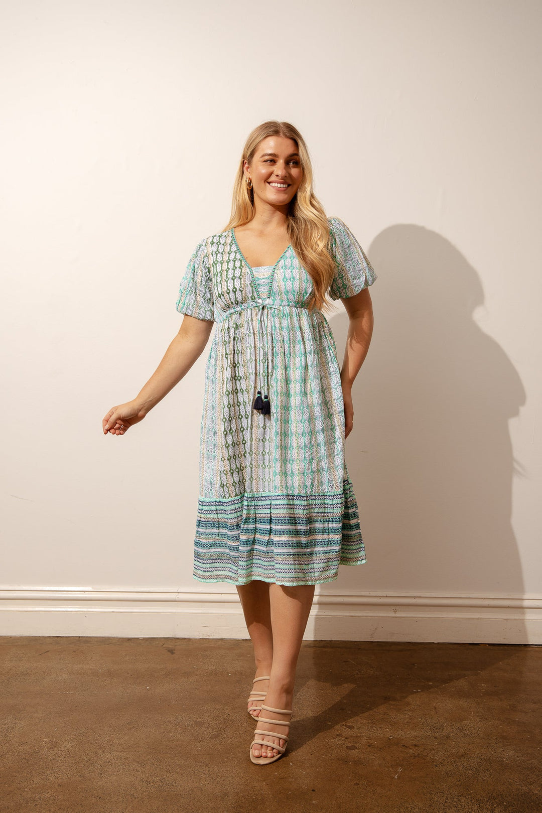 Geo Lines Mandalay Midi Green General Azure and Indigo