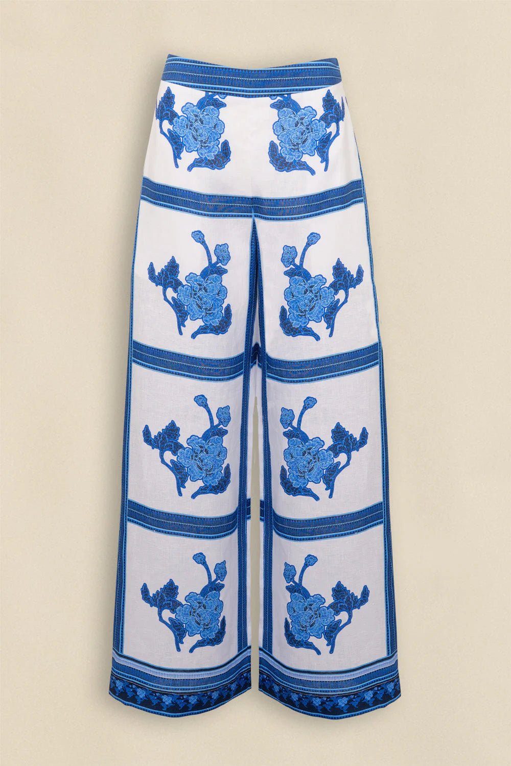 Gesture Linen Print Pant - Azure Collage Pant Zoe Kratzmann