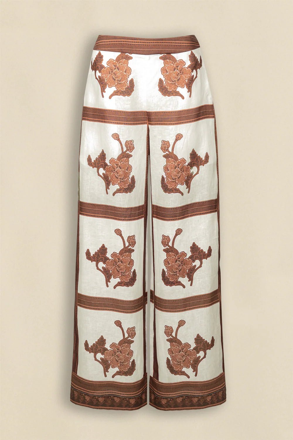 Gesture Linen Print Pant - Coffee Collage pants Zoe Kratzmann