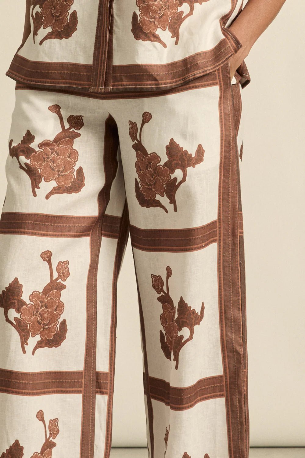 Gesture Linen Print Pant - Coffee Collage pants Zoe Kratzmann