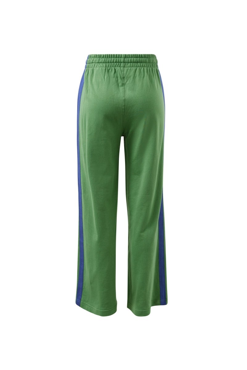 Gigi Wide Leg Terry Trackpant - Pistachio / washed navy side stripe track pants Ceres Life