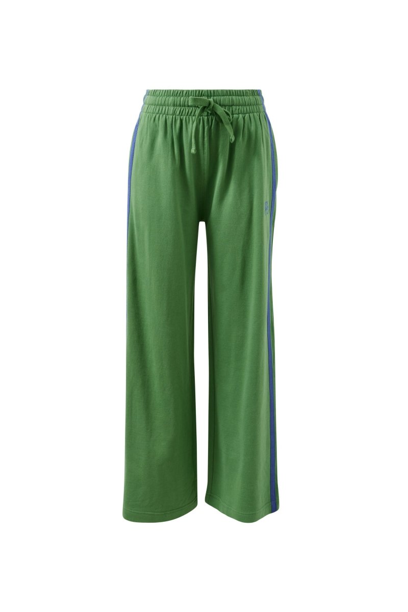 Gigi Wide Leg Terry Trackpant - Pistachio / washed navy side stripe track pants Ceres Life