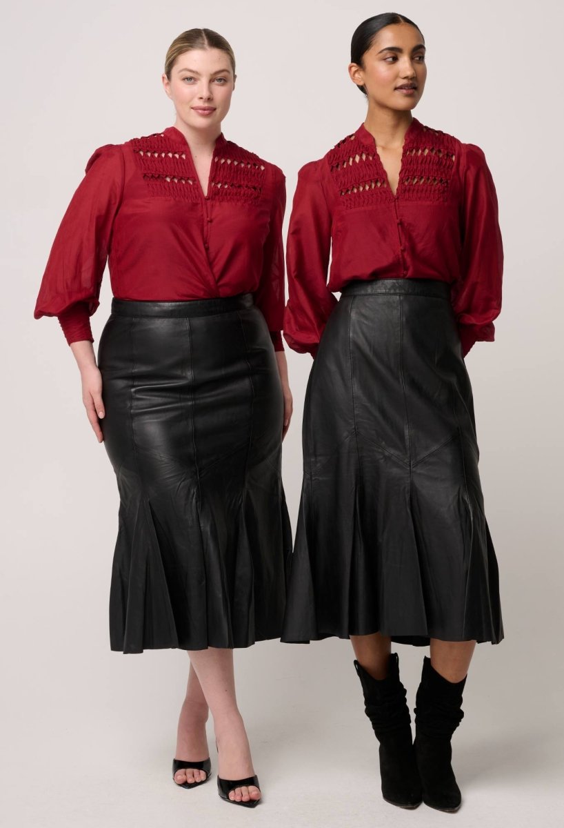 Gillian Cotton Silk Smocked Shirt in Ruby Shirt Once Was