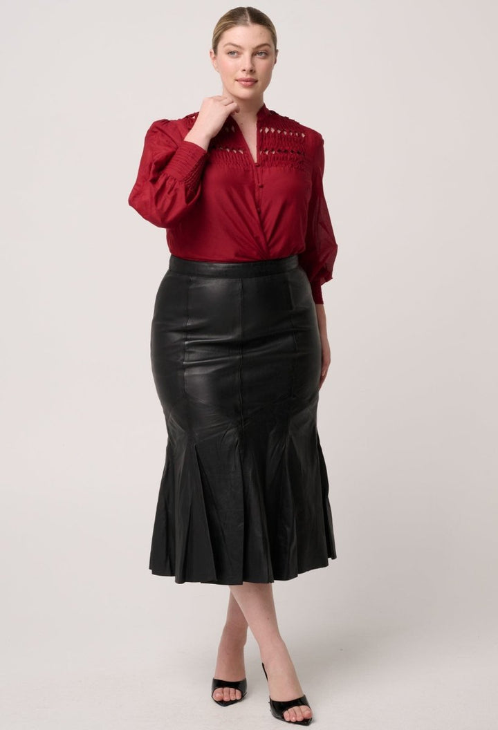 Gillian Cotton Silk Smocked Shirt in Ruby Shirt Once Was