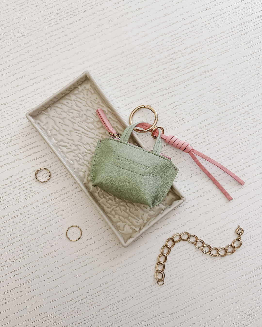 Gina Bag Charm - Sage Green bag accessories Louenhide