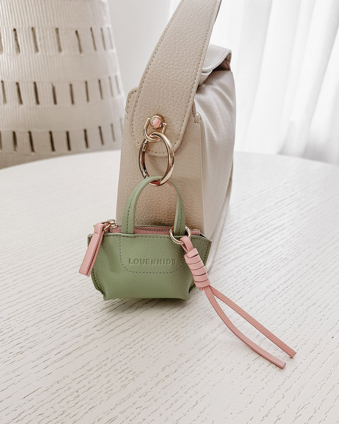 Gina Bag Charm - Sage Green bag accessories Louenhide