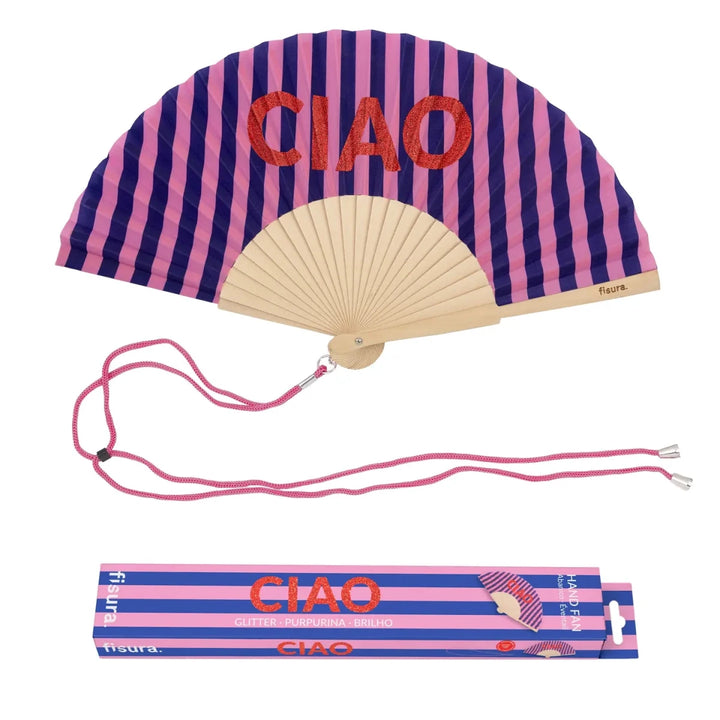 Glitter Letters Hand Fan "Ciao" - Stanleyandstone