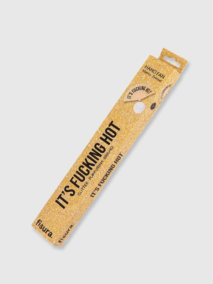 Gold Glitter hand Fan 'Its fucking hot’ - Stanleyandstone