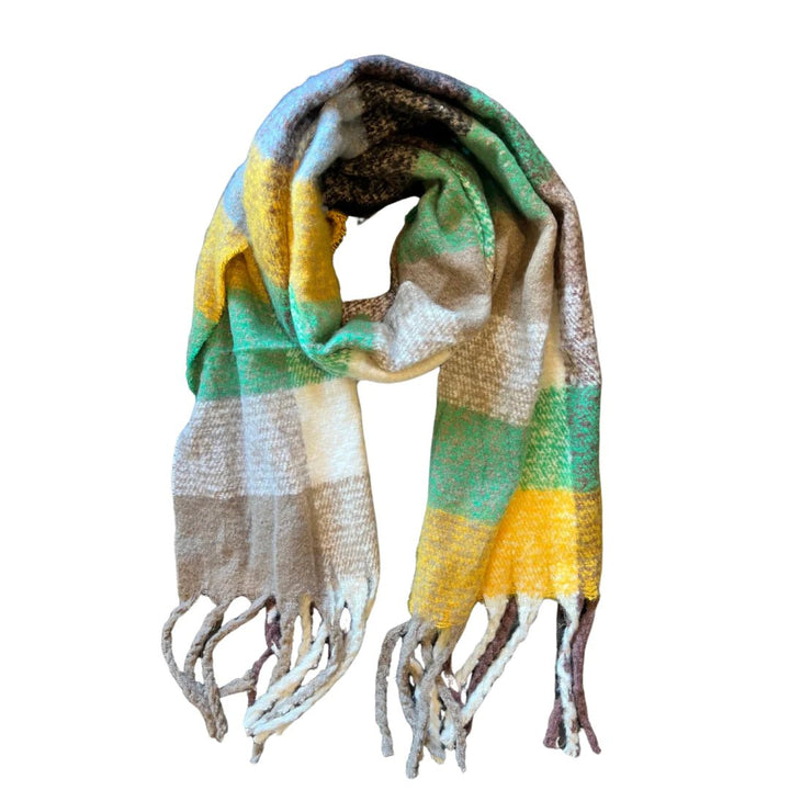 Greenwood Winter Scarf - Check Green/yellow/blue scarf Greenwood