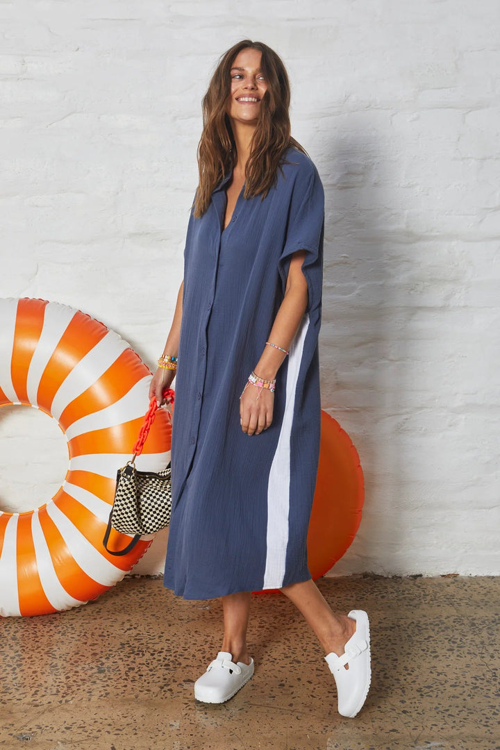 Hamill & Co Kaftan Beach Dress - Navy dress hammill & Co