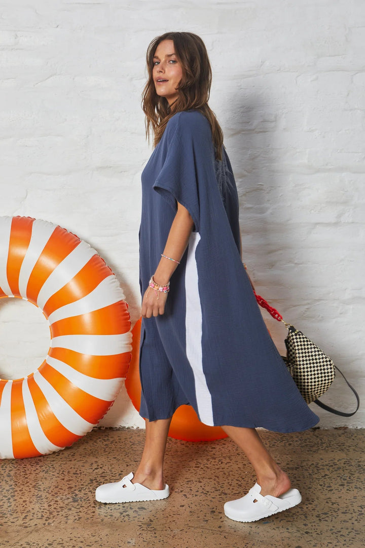 Hamill & Co Kaftan Beach Dress - Navy dress hammill & Co
