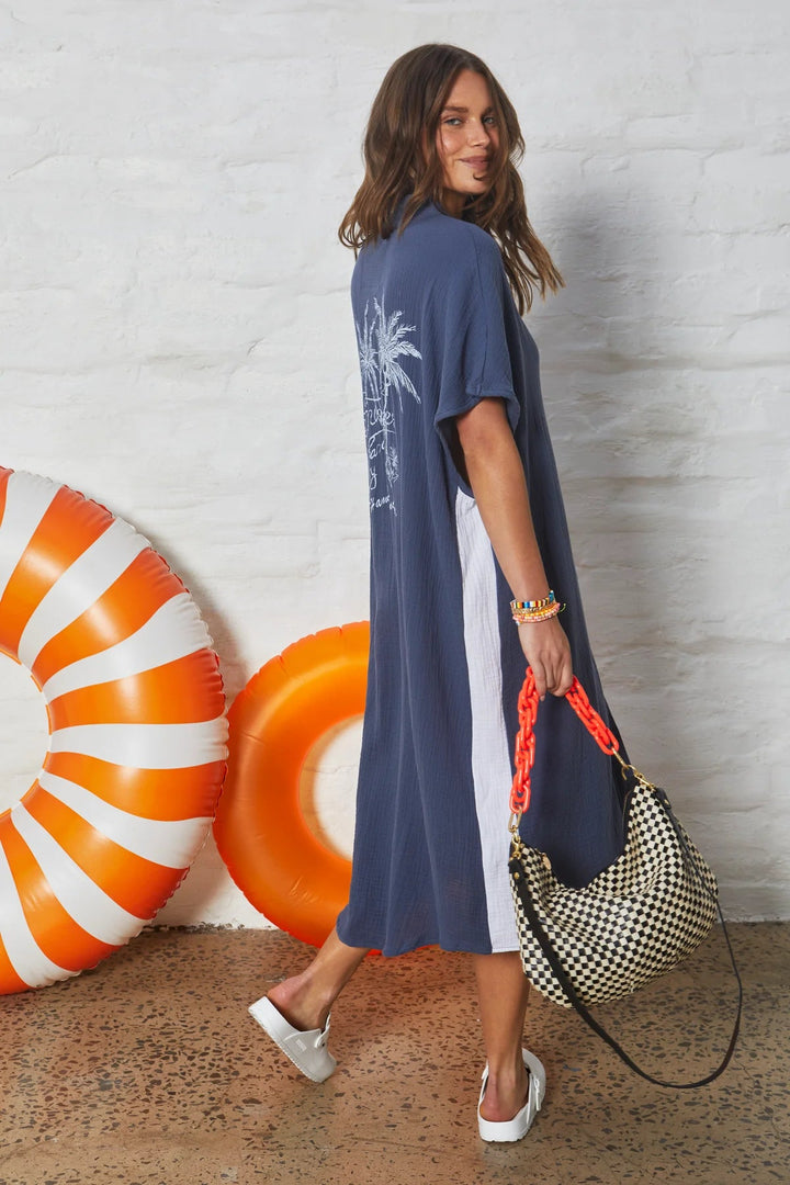 Hamill & Co Kaftan Beach Dress - Navy dress hammill & Co