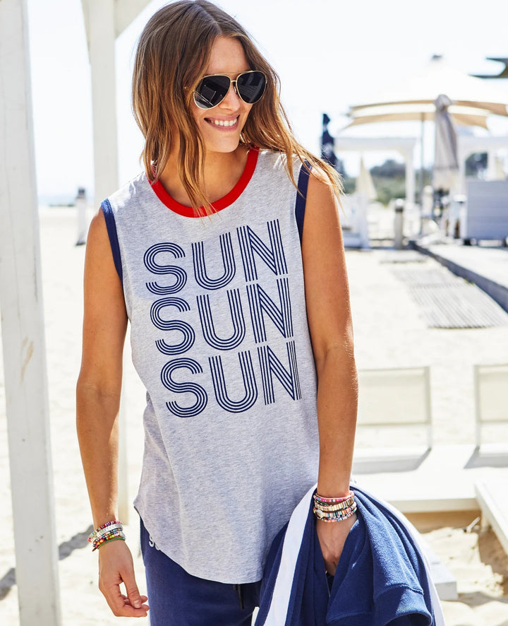 Hamill & Co SURF SUMMER TANK - Grey MArle/Navy Tee shirt hammill & Co