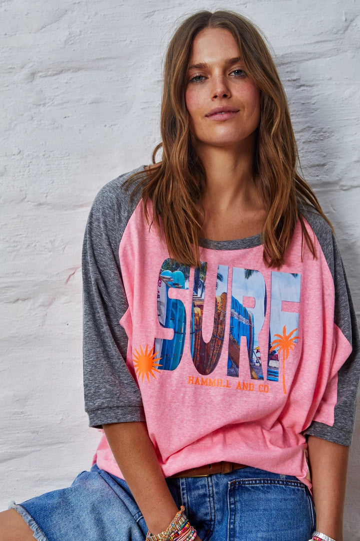Hammil & Co - Surf Raglan Batwing Tee - Pink Tee Shirts hammill & Co
