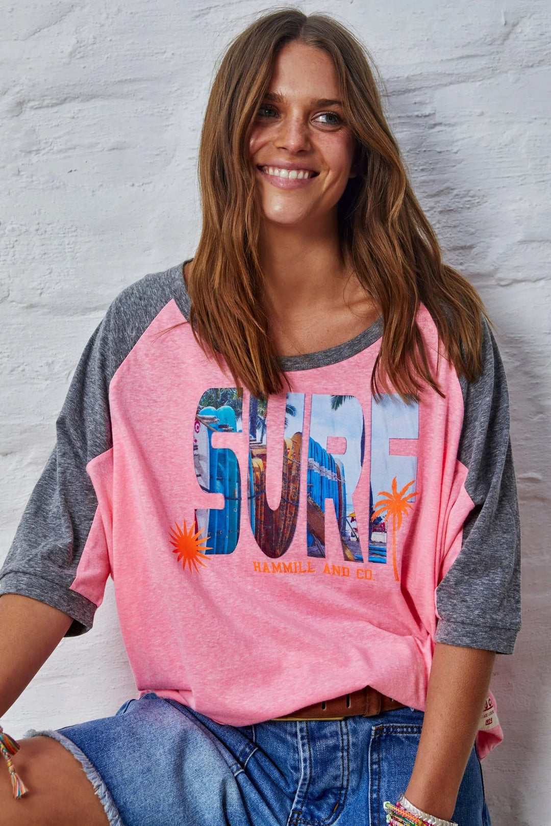 Hammil & Co - Surf Raglan Batwing Tee - Pink Tee Shirts hammill & Co