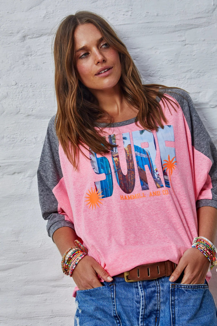 Hammil & Co - Surf Raglan Batwing Tee - Pink Tee Shirts hammill & Co