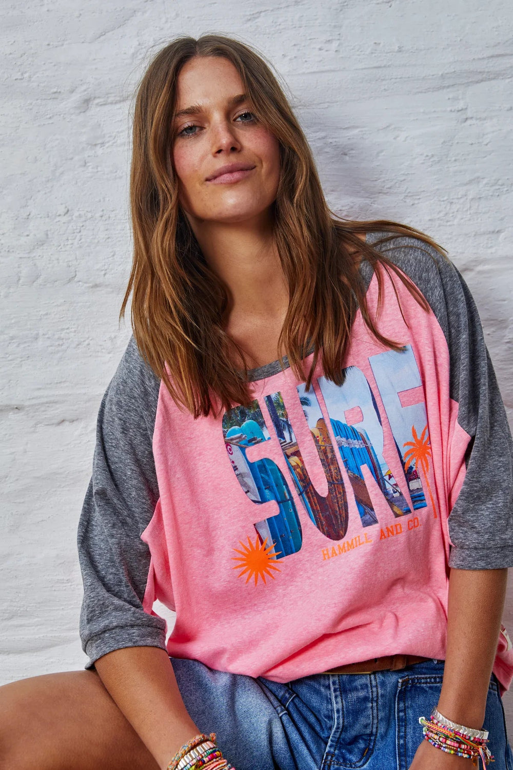 Hammil & Co - Surf Raglan Batwing Tee - Pink Tee Shirts hammill & Co