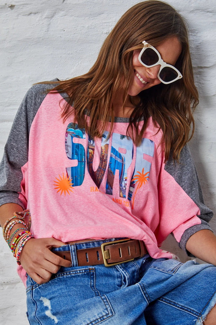 Hammil & Co - Surf Raglan Batwing Tee - Pink Tee Shirts hammill & Co