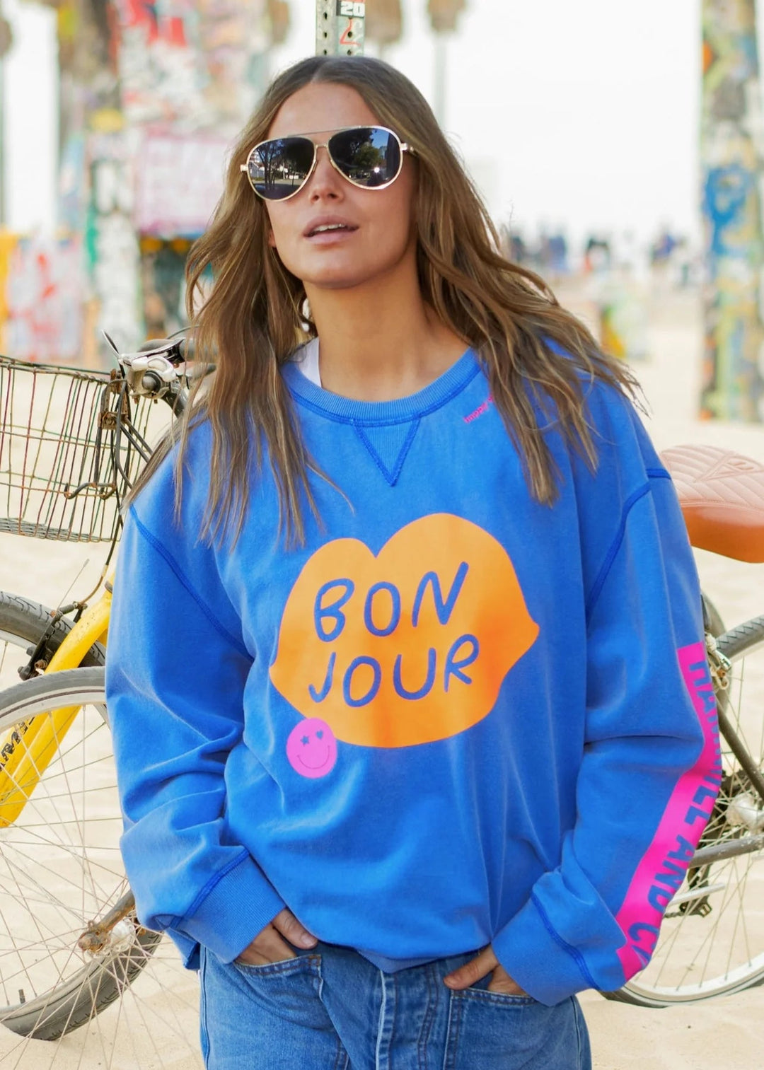 HAMMILL & CO BONJOUR WASHED BLUE SWEAT - BLUE Windcheater hammill & Co